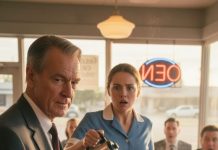 I wiped the counter as Mr. Harlan shuffled in again—quiet, trembling, eyes begging for dignity. “Same table?” I smiled. He whispered, “You’re the only one who sees me.” Then the door slammed. A suited man marched up, laughing. “Dad, paying for a miracle now?” He turned to me. “How much to revive an old man?” Mr. Harlan’s hand closed around a folded envelope. “Son,” he said, voice suddenly steel, “sit down.” I froze… because I recognized the seal.