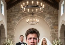 Ni siquiera bajó la voz. “No estás invitado”, siseó mi hermano, recorriendo con la mirada mi traje gastado. “Vas a arruinar las fotos: demasiado feo, demasiado pobre.” Esas palabras golpearon más fuerte que la puerta que me cerró en la cara. Yo todavía estaba allí de pie cuando su padrino salió, pálido y temblando. Me agarró la muñeca y susurró: “Tienes que entrar… porque la novia cree que tú eres otra persona.” Entonces me puso en la mano una caja de terciopelo: adentro estaba grabado mi nombre.