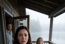 I told myself it would be romantic—just me, a cooler of snacks, and a surprise kiss at the dock. I even practiced my smile in the rearview mirror. But when I pulled up to the cabin, the place was too quiet… until I heard my husband’s voice inside. “Did you get rid of it?” he whispered. A woman replied, “Not yet. He’ll be back any minute.” My heart stopped—because I was the one standing at the door… and my key didn’t work anymore.