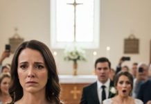 I stood in the back of the chapel smiling like the supportive sister—while my nails cut crescents into my palms. My little sister in white glided down the aisle toward my ex, the man who once swore, “It was always you.” When the officiant asked if anyone objected, she squeezed his hand and whispered, “Please don’t.” I stepped forward anyway. “I’m sorry,” I said, voice shaking. “But she doesn’t know what he did.” And then I opened the envelope.