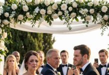 On my wedding day, I stepped out beside my fiancé, believing everything was finally perfect—until my father froze, staring at the dark bruise on my cheek. “Who did that to you?” he thundered, his voice slicing through the music. My fiancé’s hand tightened around mine. “Don’t start,” he muttered. That was the moment I realized this wedding wasn’t the beginning of my dream life… it was the unveiling of a nightmare.