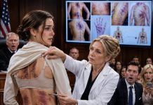 He beat me in front of his mistress to prove I belonged to him. She filmed it and laughed, “She’s too weak to call the police.” At our divorce hearing, he smirked, claiming my bruises came from “falling.” Then my mother, a renowned forensic pathologist, took the stand. After she explained every bruise, grip mark, and impact angle, the divorce became a criminal case—and police handcuffed him before the judge.