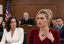 My husband’s mistress walked into our divorce hearing wearing my stolen family heirloom and smirked. “It suits me better,” she whispered. I smiled as her secret lover entered the courtroom. “Actually,” he said, flashing his badge, “I’m the private investigator your wife hired.” The evidence proved their affair, theft, and fraud. By sunset, I had my fortune, my heirloom, and their freedom in my hands.