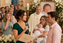 My husband told me he had to attend a client’s baby baptism. I followed him all the way to an estate in Asheville… and there, I saw my cousin cradling the infant in her arms. Then the priest smiled warmly and announced, “Now, we invite the child’s father to step forward.” And Ethan—my husband—walked toward the altar in his peach-colored shirt.