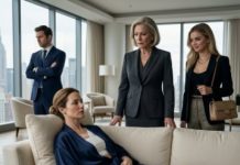 I was still too weak to stand when my mother-in-law ripped away my dignity and shoved my husband’s 20-year-old mistress in front of me. “He needs a whole woman,” she hissed, “not a broken freak.” My husband watched silently, thinking my bandages made me powerless. I pressed a towel to my bleeding side, unlocked my phone, and whispered, “Then he won’t need his company either…” But none of them knew what I had already prepared.