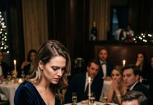 On New Year’s Eve, I thought my husband was taking me to dinner to save our marriage. Then I saw her—his first love—sitting beside him in a silk dress, smiling like she belonged there. When the bill arrived, he slid it toward me and said, “You’re my wife. Pay it.” My hands shook as I opened my purse… but what I pulled out made the entire restaurant go silent.