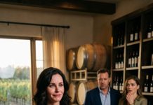 I found my husband’s lipstick-stained wine glass in the private tasting room of my own vineyard. He froze when I opened the door, but I only smiled and whispered, “Relax, honey. I’m not here to scream.” That night, I wore the red dress he once loved, poured his favorite Cabernet, and decided if he wanted temptation… I would become the one he couldn’t survive.