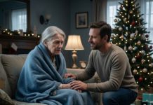 On Christmas morning, my millionaire son smiled and said, “Mom, Amanda’s been sending you $5,000 every month. You should be comfortable now.” I hugged my thin blanket tighter and replied, “Son… I haven’t had a heater since November.” Then the door opened, and my daughter-in-law walked in holding gift bags—smiling like nothing was wrong, completely unaware the truth was already waiting for her.
