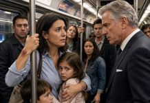 When Dad found me clutching my children on a packed subway, he stared at me and asked, “Where’s the car I gave you?” My voice shook. “My husband and his sisters took it. They said I’d regret calling the police.” Dad’s face went terrifyingly calm. He pulled out his phone and whispered, “Activate the documents. Tonight.” I thought he meant a lawyer—until three black SUVs were waiting at our next stop…