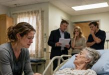 I was the only one who held her hand while she was dying. Her own family had dumped her in a filthy care facility, whispering about how they would split her estate. Then, with her final breath, she pressed a sealed envelope into my palm and whispered, “Don’t let them bury the truth with me.” At her funeral, I opened it—and every face in that room turned white.