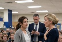 “Your mom’s just a doormat,” Mrs. Hartwell laughed, and the whole PTA room turned to watch me break. I looked at Mom, waiting for tears—but she only closed her notebook, stood up, and said, “Then you should be careful where you step.” The room went silent when the principal’s phone rang… then another… then every screen lit with my mother’s name. That was the moment I realized Sarah Reeves had been quiet for a reason.