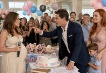 At our baby’s gender reveal, my husband slapped divorce papers onto the cake table. “Sign them, Emma. I know the baby isn’t mine.” Everyone waited for me to collapse. Instead, I lifted the microphone. “You’re right, Daniel—the baby isn’t yours. The clinic used a donor because your medical records prove you’re sterile.” His mistress gasped, clutching her little boy. I smiled. “Now tell everyone whose child he really is.” Then the police stepped through the door…