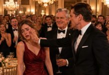 On our anniversary night, in front of six hundred guests, my father-in-law raised his glass and said, “She was never good enough for this family.” I finally stood up and whispered, “Then why did you beg me to marry him?” The room froze—until my husband slapped me and hissed, “Know your place.” Everyone laughed. I wiped my tears, called my father, and said, “Dad… please come.” Ten minutes later, the doors opened…