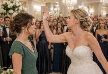 At my sister’s wedding, she slapped me so hard the entire ballroom went silent—then exploded in laughter. “You’re garbage,” she hissed, smiling like she had won. I didn’t cry. I didn’t move. I just looked at the floor, hiding the truth everyone had ignored for years. Then her fiancé stepped between us, his voice shaking with rage. “Do you even know who she is?” And suddenly, my sister’s perfect wedding began to collapse.