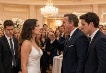 The champagne glasses were still clinking when Dad pointed at me and roared, “Give your $200,000 fund to your brother—or this engagement is over!” I stared him down. “No.” His fist struck my mouth before anyone could move. Blood stained my white dress as the room fell silent. I stood, wiped my lip, and whispered, “You just made the biggest mistake of your life.” Then I reached for the microphone—and revealed the secret none of them knew.
