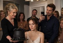 On my 29th birthday, my mother-in-law walked in holding a black funeral cake that read, “RIP to your marriage.” My husband grinned, recording me like I was the joke. “Go on, cry,” he whispered. I smiled, clapped once, and said, “Perfect timing—his real funeral is next.” The room froze. Because in my purse was the evidence that would bury him before midnight.