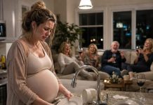 I came home at 9 P.M. expecting silence, but I found my pregnant wife standing alone at the sink, trembling over a pile of dirty dishes while my family laughed in my living room. Then I opened the medicine cabinet and saw her pills were gone. My sister smiled and said, “I threw them away. She needed discipline.” I looked at all of them and whispered, “Then tonight, you’ll learn mine.”