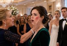 At my sister’s wedding, Mom held out her hand before two hundred guests. “Give your penthouse to your sister. She deserves it.” “No,” I said. Her slap sent my earring skidding across the floor. I picked it up, whispered, “You’ve made your choice,” and called the one man she feared. An hour later, he entered the reception holding a sealed folder. Mom saw him and screamed, “You’re supposed to be dead!” Everyone turned as he looked straight at me…