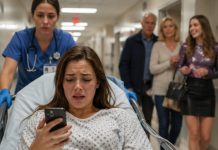 “The nurse was wheeling me into surgery when Mom’s message flashed: ‘We’re not missing Taylor Swift because you can’t handle your own kids.’ My hands shook—not from fear, but fury. From my hospital bed, I hired a nanny, froze every account I’d been paying, and texted, ‘You wanted freedom from my burden. Now you have it.’ Two weeks later, someone pounded on my door. When I opened it, my father whispered, ‘Your sister told us everything…’”