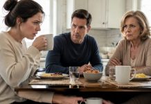 The moment I lifted the coffee, the bitter-almond scent made my blood run cold. While my husband watched, I quietly switched cups with his cruel mother. Thirty minutes later, she collapsed, gasping, “What did you put in my drink?” My husband didn’t call an ambulance. He grabbed my wrist and whispered, “That cup was never meant for her.” Then his mother opened her eyes—and revealed the secret that shattered our marriage forever…