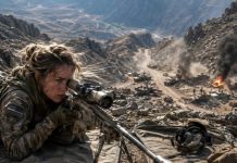 They called me steady—until the ridge went silent and the empty space beside me became louder than gunfire. My spotter, Ethan, was gone, but his voice still lived in my scope. “Take your time… you’ve got it.” When the final enemy position appeared, my finger didn’t shake. I whispered, “One for my partner,” and pulled the trigger. What happened after that made every soldier on that hill understand—some promises are kept in bullets.