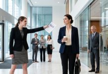 “DID YOU EVEN READ THE DRESS CODE?” THE VP’S DAUGHTER SNEERED ON HER FIRST DAY, WAVING THE HANDBOOK. “YOU’RE FIRED!” MOMENTS LATER, IN THE LOBBY, THE $4B INVESTOR WRAPPED ME IN A HUG. “READY TO SIGN THE MERGER?” HE ASKED. I SMILED. “AFRAID NOT—SHE JUST FIRED ME. DEAL’S OFF.” HE SLOWLY TURNED TO HER, EYES ICY. “YOU DID WHAT?”