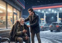 LATE FOR DINNER WITH MY FIANCÉE’S WEALTHY FATHER ‘CAUSE I STOPPED TO SHARE MY COAT WITH A FREEZING VET. “10 MINUTES?” SHE MUTTERED. “YOU HAD ONE JOB!” I ENTERED HER FAMILY’S MANSION AND FROZE: THE SAME “HOMELESS” MAN IN MY JACKET WAS AT THE TABLE…