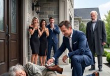 For eight weeks, my daughter promised me, “Mom is safe with us.” But when I returned, my wife was curled on cold stone, hungry, bruised, and humiliated. Brian lifted his champagne glass and said, “Ignore her. She’s crazy.” I looked at the security camera above the porch, then at the investors inside. “Funny,” I said quietly. “That camera has been recording longer than your lies.”