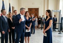 My father waved his White House VIP invitation in front of everyone like he’d won a trophy. “You weren’t invited,” he sneered. “Try not to embarrass yourself.” A few people laughed while I quietly handed my badge to the receptionist. She scanned the QR code, froze, then turned to the Admiral beside her. “Sir… she’s here.” Suddenly, the smiles disappeared. My father had no idea he had just humiliated the wrong person.