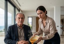 Paralizado tras un derrame cerebral, me quedé en la silla de ruedas mientras Vanessa volcaba un plato de sopa hirviendo sobre mis piernas. Me dio una patada a la rueda y me estrellé contra la pared del pasillo. “Pudrete en la basura, viejo; hoy Mark no está para salvarte”, escupió con una sonrisa. No me moví; el dolor quemaba, pero sonreí y pulsé ‘enviar’ en el teléfono, activando la transmisión oculta hacia la sala del consejo de Mark.
