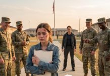 They slapped my daughter on a military base and laughed like rank could protect them. She didn’t cry—she only whispered, “Mom… don’t.” But I had already seen the red mark on her face, the torn sketchpad at her feet, and the arrogance in their eyes. Hours later, inside the reflex chamber, one of them fell to his knees begging, “Please, Commander… mercy.” I gave him one answer—silence.