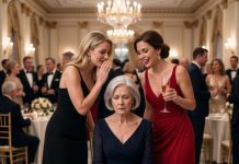 The cruelest part wasn’t the insult. It was watching my daughter laugh while her mother-in-law humiliated me in front of everyone. “Look at her clothes,” the woman sneered. “She looks like she wandered in from the parking lot.” Laughter echoed across the ballroom. I stayed calm. Because thirty seconds earlier, I had received a phone call. And the voice on the other end had just confirmed something that would leave the entire room speechless before the night was over. I almost felt sorry for them.
