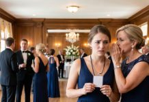 At sister’s wedding, I was handed a paper badge that read “Limited access guest.” My mom whispered: “That means no plate.” I looked over, walked to the gift table, retrieved my envelope with the $10,000 fund check, said: “I think you won’t need this anymore.” My sister ran after me, and my parents shouted: “Come back!”, but I…