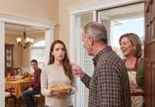 On Thanksgiving, my uncle blocked the doorway and said, “You’re not family anymore—leave.” Behind him, my mother smiled as my sister’s boyfriend took my chair. I didn’t cry. I just whispered, “Then don’t blame me when everyone learns why I stayed silent.” I got in my car and sent the message I’d saved for months. Five minutes later, the first chair scraped back… then another.