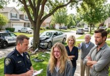 The police officer pointed at my fifteen-year-old daughter and asked, “So you’re admitting you crashed the car?” My daughter froze. She hadn’t even touched the steering wheel. Across the room, my sister sat there pretending to cry while my parents backed up every lie she told. Then my daughter whispered, “Dad… why are they doing this to me?” I stayed silent. What nobody knew was that the car had already recorded the truth—and three days later, their faces turned white when they saw it.