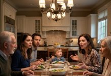 My sister-in-law had been living in my house rent-free for forty days when she asked to stay even longer. The moment my husband smiled and said, “Of course, stay as long as you need,” I felt completely defeated. Then my five-year-old son looked up from his plate and innocently said, “Mom cries every night because Aunt Lisa keeps taking Grandpa’s money.” The entire room froze. What nobody realized was that this was only the beginning of her nightmare.