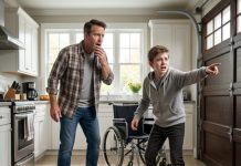 The day my wife left for a vacation, my son did something doctors said was impossible. After eight years in a wheelchair, he stood up and looked me dead in the eyes. “Dad, we need to leave right now. Mom’s boyfriend is coming.” I dropped my coffee. Then he pointed toward the garage and whispered, “They’re planning something worse than divorce.” What I found under my SUV changed everything…