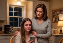 “Please don’t be mad, Dad. He swore it was just a joke,” my daughter sobbed, clutching her bruised arm. I pulled her close, forcing a warm, reassuring smile. “I’m not mad at you, sweetie. Don’t worry.” Hours later, I locked the heavy steel door behind me. His arrogant smirk faded into sheer panic as I tossed his only way out into the dark water below. “Wh-what do you want?” he stammered, trembling. “Just to play a little joke of my own.”