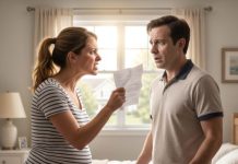 I stared in disbelief at the transfer receipt that just fell from his coat pocket. My husband walked in, smiling warmly: “What’s wrong, honey?” I held up the paper, my voice choking: “You gave all our baby savings to her?” His smile froze, his eyes full of evasion. “I can explain,” he hesitated, stepping closer. But before he could say another word, his phone suddenly started ringing…