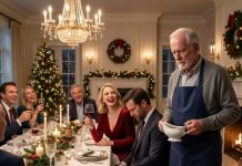 At Christmas dinner, my daughter-in-law raised her glass and publicly humiliated me. “My father commands courtrooms,” she said. “His father carries gravy.” The guests roared. I simply smiled, because by six o’clock that evening, the bank, the trust attorney, and the ethics board had already received everything. She thought she had turned me into a servant. In truth, she had just confessed in front of witnesses.
