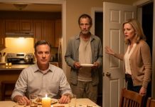 On Thanksgiving night, a homeless man knocked on my door asking for leftovers. My wife immediately said, “Give him money and shut the door.” But I said, “Move a chair. He’s eating with us.” Her face went pale with anger. “Are you humiliating me?” she whispered. I didn’t answer. Because the moment I saw that man’s eyes… I realized this wasn’t random. And whatever she was hiding—had just walked straight into my house.