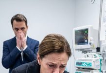 Todavía puedo ver el rostro de mi hija en aquella cama de hospital: traumatismo craneal, mandíbula rota, moretones por todas partes. Mis manos temblaban de rabia cuando escuché a mi yerno decirle al médico: —Fue un accidente… se cayó por las escaleras. Lo miré a los ojos. Ni siquiera parpadeó. Entonces mi hija movió apenas los dedos… y escribió una sola palabra sobre mi palma.