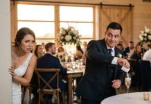 “I watched my own brother smile as he raised a champagne glass at my wedding and said, ‘Enjoy this moment, Brooke… it’s the last time everyone will believe you’re innocent.’ Thirty minutes later, he stood frozen in front of 200 guests while a projector exposed secrets he never thought anyone would find. He came to destroy my life that night—but what happened next changed our family forever.”