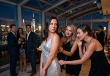 “I forgive you,” I told the three women who had just torn my dress apart in front of an entire rooftop lounge, but before they could breathe a sigh of relief, my husband looked at them and asked, “If she wasn’t my wife, what exactly would have justified what you did?” Moments earlier they had been laughing while strangers recorded my humiliation. Now they were crying, begging for mercy. I thought the nightmare was finally over—until a phone rang, and we learned the video had already gone viral. What happened next was something none of us were prepared for.