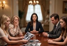 “My husband’s mistress sat beside him, his family surrounded me, and his sister proudly spread photos across the table. ‘You don’t deserve a single dollar in the divorce,’ she sneered. Everyone expected me to cry, deny everything, maybe even beg for forgiveness. Instead, I pulled out my tablet and calmly replied, ‘Actually, your private investigator just handed me the evidence I needed to expose all of you.’ The shock on their faces was priceless, but none of them were prepared for the secret that was about to explode…”