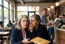I was having coffee with my son and daughter-in-law when a stranger slid an envelope across the table and whispered, “You’ll need this tonight.” Before I could stop her, she vanished. Hours later, I opened it and found photos, bank records, and a note that made my hands shake: “Your son isn’t the target. You are.” By sunrise, I realized my entire family had been living inside a lie.