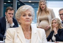 At the baby shower, my daughter-in-law tossed my hand-knitted blanket in the bin: “We only use designer things here.” — I fished it out and took it home without arguing. That night my son called, voice breaking: “Mom… what was folded inside that blanket?”