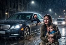 “The lease is in my name, Clara. You and your freeloading kid can rot out here,” Marcus sneered, slamming the Mercedes door and leaving us in the freezing downpour. As the taillights vanished, a shadow blocked the rain. A man in a tailored suit knelt beside me, his eyes wild with shock. “I’ve looked for you for twenty years,” he whispered. Marcus thought he destroyed me, but he had just unlocked a family empire he couldn’t possibly survive.