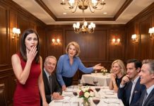 At the restaurant, my mom announced to everyone: “Annabel, go find another table. This one’s for family, not adopted girls.” They all laughed and agreed, then charged me $3,270 for everyone’s dinner. I smiled, took a sip, and humbly paid the bill. But then, I heard a voice: “Just a moment, please”