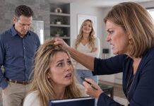 My mother-in-law slammed the deed onto the table and hissed, ‘You’re married now—the house must become shared property.’ When I refused, she grabbed my hair and dragged me toward the floor while my husband watched in silence. I didn’t scream. I simply pressed the hidden recorder in my pocket and smiled through the pain. She thought she was taking my home, but by morning, she would discover what I had already taken from her.
